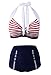 Produktbild LA ORCHID Laorchid high Waist Bikini Badeanzug bauchweg Damen Zweiteiler bademode Bikini Set Push up Strandmode Neckholder Beachwear Rot 2XL