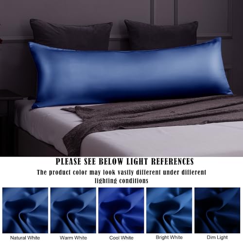 Image of Body Cooling Pillow Cases Cover, Bamboo Rayon Pillowcases with Zipper Closure, Cool & Breathable Pillow Case for Hot Sleepers and Night Sweats, 20x54 inches, Deep Blue