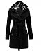 Geben Women's Winter Warm Fleece Check Hooded Double Breast Coat Jacket Medium Black