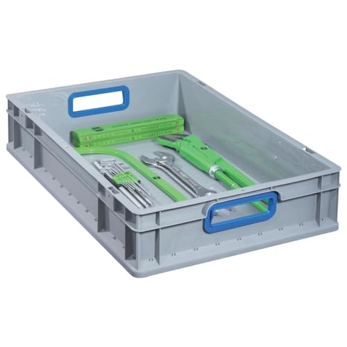Allit 456765 EuroBox 617 600 x 400 x 170 mm offene Griffe in grau/blau