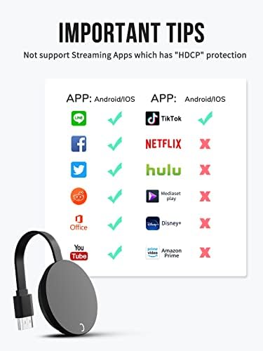 YEHUA Wireless WiFi Display Dongle HDMI 1080P WiFi Display Receiver Support Miracast Airplay DLNA for iOS / Android / Smartphone / PC to TV / Monitor / Projector