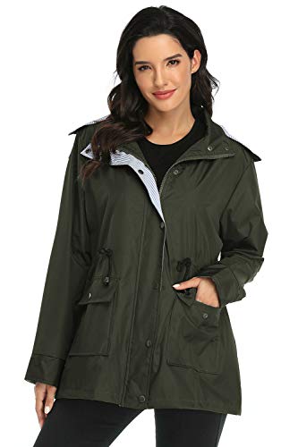 Arthas Women Light Rain Jacket Waterproof Active Outdoor Trench Raincoat with Hood Lightweight Plus Size for Girls