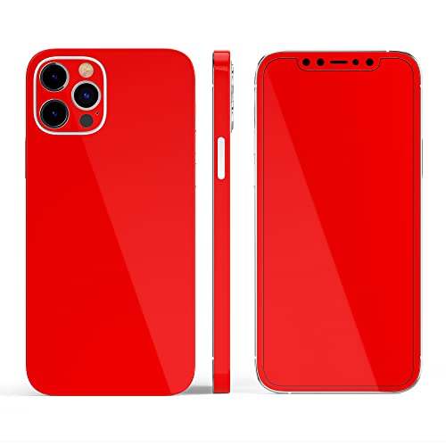 Design Skinz - Compatible with Apple iPhone 13 Pro Max - Protective Vinyl Decal Wrap Skin Cover (Screen Trim & Back Glass Skin) - Solid Red