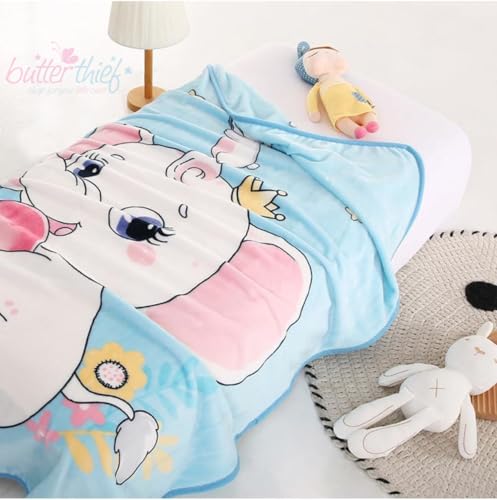 Image of Butterthief Cartoon Print Baby Blanket - Lightweight Soft Baby Wrapper Blanket for Newborns, Infants & Toddlers (0-5 Years) | Multipurpose Cozy Baby Blanket for Crib, Stroller & Travel (Baby Elephant)