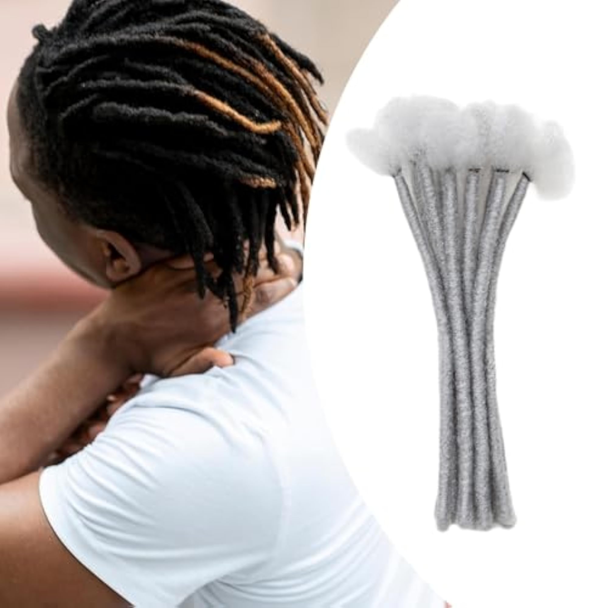 10x Hair Extensions Twist Braid for Men, Grey