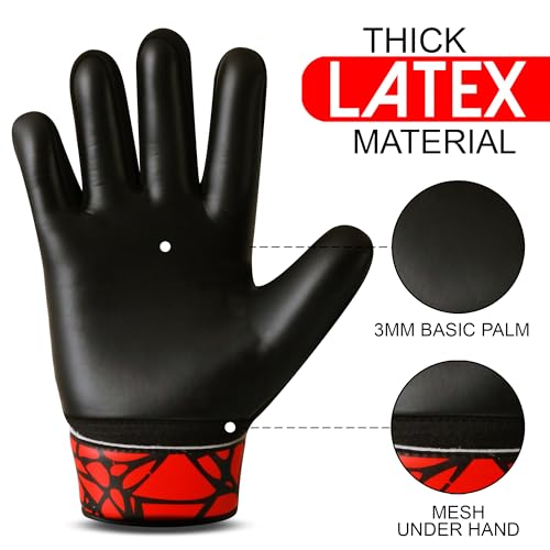 WFX Guantes de portero para niños y jóvenes, guantes de portero de fútbol con doble soporte de muñeca, guantes de portero de fútbol, protección de palma de agarre (rojo, talla 4 adecuada para niños de - imagen 8