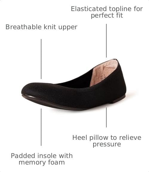Image of Amazon Essentials Women's Comfortable Round Toe Ballet Flats, Cushioned Memory Foam