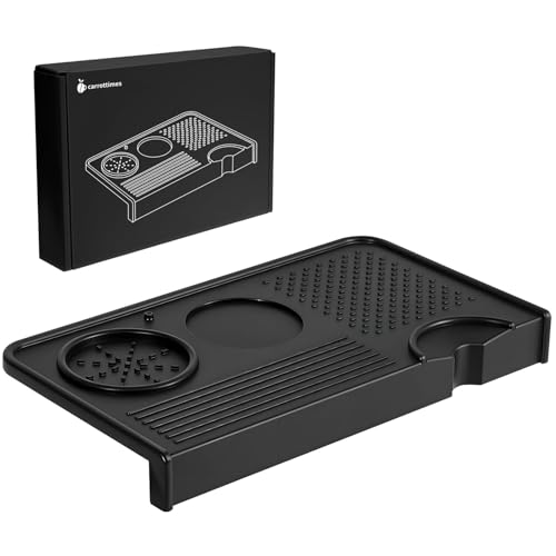 carrottimes Coffee Tamping Mat 10.43×5.63 Food Grade Silicone 7mm Thickend Espresso Tamper Mat for Barista Espresso Machine Multi-Slot Design for Portafilter Accessories and Tamp Station