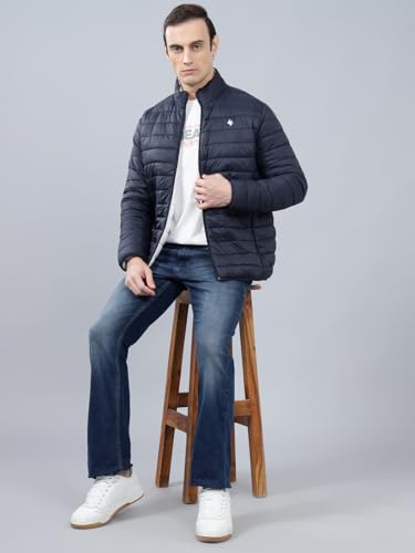 Image of Cantabil Reversible Jacket for Men | Premium Casual Jacket Smart Fit Mock Neck Nylon Fabric Solid Pattern (P MJKT00249)