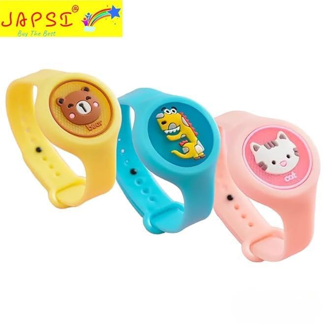 JAPSI Mosquito Repellent Wristband for Kids and Babies, Natural Citronella, Reusable, Multicolour, 3-Pack 3