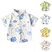 Kids Boys Polo Shirt Breathable Short Sleeve Classic Polos Toddler Tropical Floral (Light Blue-2, 18-24 Months)