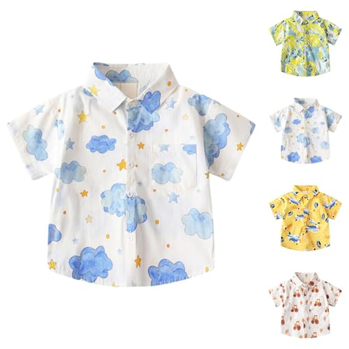 Kids Boys Polo Shirt Breathable Short Sleeve Classic Polos Toddler Tropical Floral (Light Blue-2, 18-24 Months)3