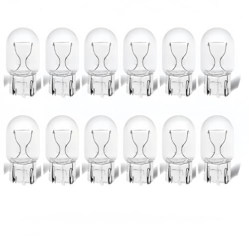 Kadiby 12 Pack 7440 Bulb T20 W21W Brake/Back Up Reverse/Turn Signal Light Bulbs Mini Long Life White Clear Halogen Lights 7440ll Fit for Accord Civic Odyssey Outlander Rogue Murano RAV4 CR-V