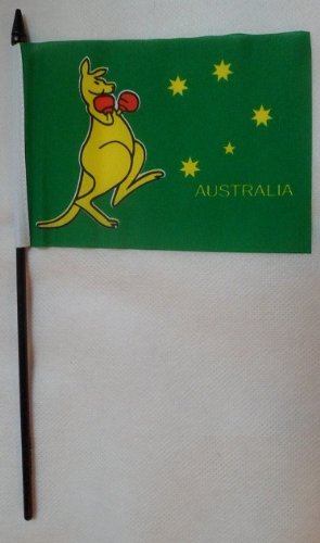 Pack Of 12 x Boxing Kangaroo Australia 4" x 6" Table Flags With Sticks