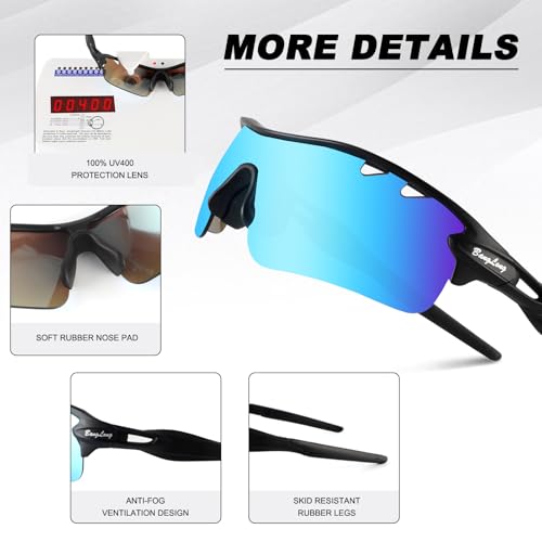 Image of BangLong Polarized UV400 Sports Sunglasses with 5 Lenses for Men Women