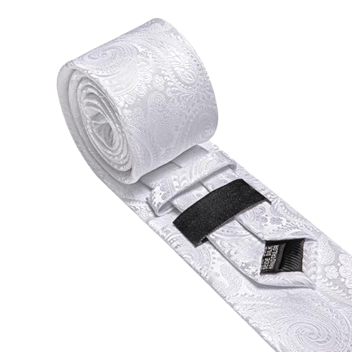 Image of Barry.Wang Men Tie Set Paisley Silk Necktie Pocket Square Cufflinks Formal Wedding Business Party