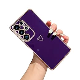 ZTOFERA for Samsung Galaxy S24 Ultra 5G Case with Heart Pattern,Dark Violet