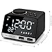 Hetyre 4.2 Inch Alarm Clock Radio, Bluetooth Speaker with Dual Snooze Clock USB Charging Port, AUX TF Card Play, Thermometer, Large Mirror LED Dimmable Display for Bedroom, Kitchen, Hotel, Table, Desk
