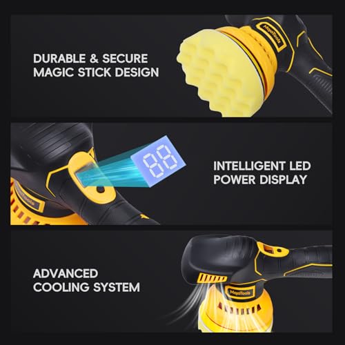Image of 12V Cordless Car Buffer Polisher - Dual action polisher with 2x1500mAh batteries, adjustable speed (1500-4500 RPM), low noise, lightweight, ideal for car polishing, scratch removal, sanding