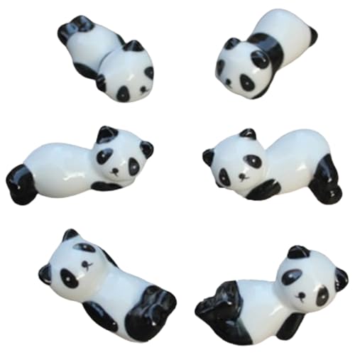 Ceramic Chopstick Holder Ceramic Chopstick Rest Cute Chopstick Rest Panda Chopsticks Rest Dinner Spoon Stand Fork Holder Kitchen Art Craft Tableware for Placing Chopsticks While Eating (Set of 6 PCS)
