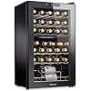 Wine Enthusiast 32-Bottle Dual Zone MAX Compressor Wine Cooler – Freestanding Mini Fridge with Digital Touchscreen, LED Display, Split Storage for Red & White Wines, Matte Black Refrigerator Home Bar