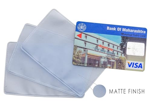 Image of YUKONICS Card Protector Sleeves | Transparent Frosted Matte Finish Plastic Card Holders | Compatible with Aadhaar, (DL), ATM, Debit & Credit Cards | Waterproof, Scratch-Resistant | Pack of 50