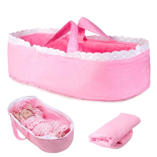 Reborn Baby Doll Cradle for 16-22 inch Reborn Dolls Carry Basket Newborn Baby Doll Bassinet