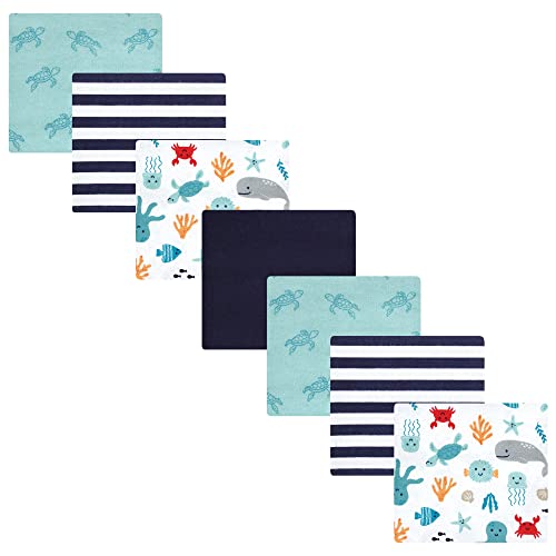 Image of Hudson Baby Unisex Baby Cotton Flannel Receiving Blankets Bundle, Sea Characters, One Size