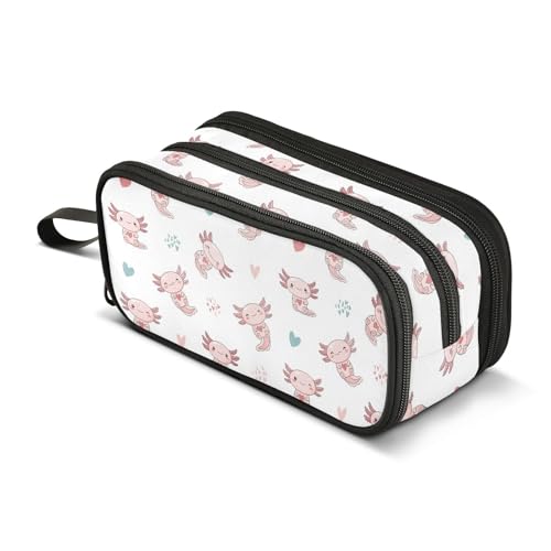 Image of J JOYSAY Axolotl Hearts White Pencil Case Large Big Capacity Pen Marker Organizer for Girls Boys Storage Marker Box Stationery for Office Kids Adults