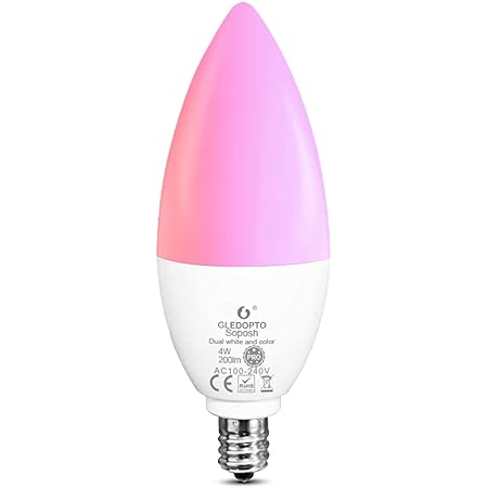 GLEDOPTO ZigBee 3.0 Smart LED Candle Bulb Pro 4W E12 Candelabra Lights RGBCCT 2200K-6500K White Light 250~300LM Compatible with Amazon Echo Plus SmartThings App/Voice/2.4G RF Remote Control