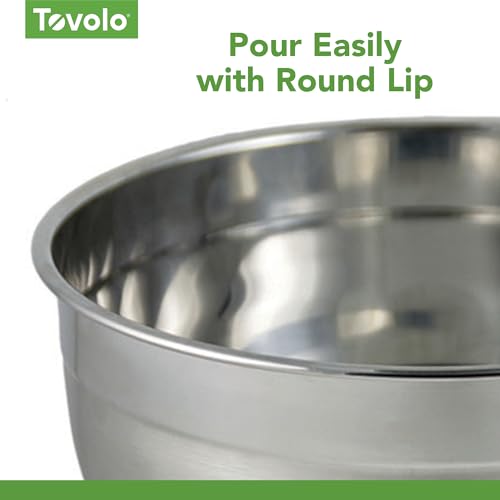 Tovolo Stainless Steel Mixing Bowls Set of 4 Small Medium Large XL Metal Bowl Set for Cooking Baking Prep, Dishwasher Safe Nesting Mixing Bowls Set, Freezer Storage and Mixer Safe Heavy Duty Bowls