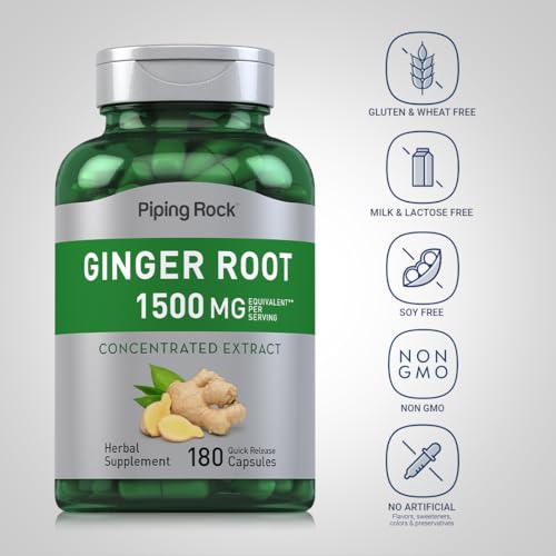 Piping Rock 3295 Ginger Root Capsules | 1500 Mg | 180 Count | Non-Gmo, Gluten Free Supplement thumb #2