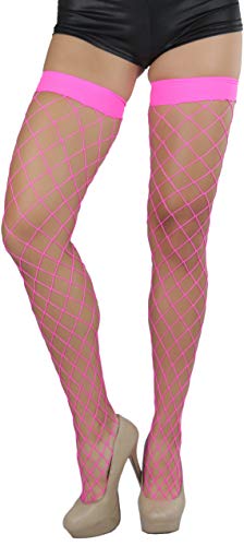 Image of ToBeInStyle Women's Diamond Large and Fine Fence Net Fishnet Nylon Thigh High