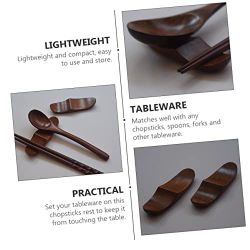 Showeroro 4Pcs Chopstick Rest Wood Kitchen Utensils Chinese Chopsticks Forks Silverware Chopsticks Rests Holders Silverware Rest Silverware Rest Rack Home Chopstick Stand Chopstick Rack Wood #TOP3