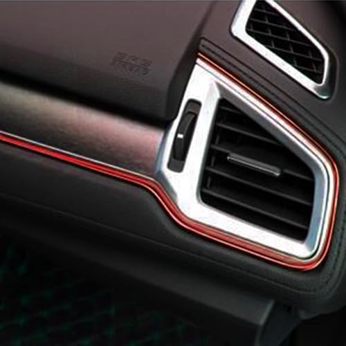 33 Ft Car Interior Moulding Trim Strips Universal Auto Gap Fillers Including Installing Tool Car Electroplating Decoration Styling Door Dashboard Flexible Strip (Red)