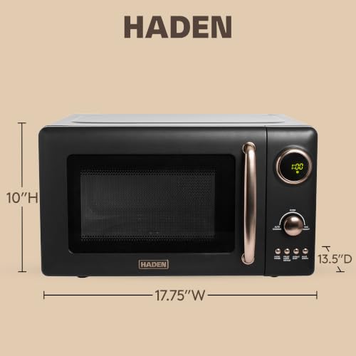 Image of Haden 0.7 Cubic Foot Compact Countertop Microwave, 700 Watts, Black /Pewter