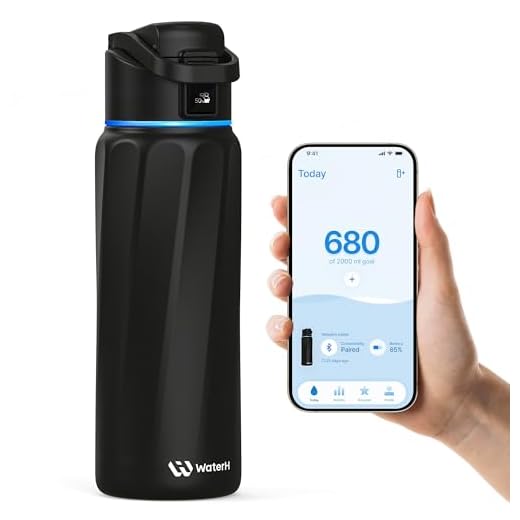 BOOST Smart Water Bottle with Reminder & Tracker - Double Wall Vacuum Insulated Stainless Steel, Wide Mouth 32 oz, Ideal Gift - Black