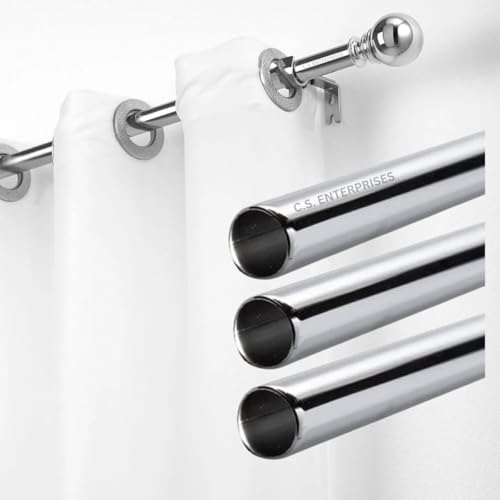 Image of Stainless Steel Curtain Rod | Silver & Chrome Finish | Anti-Rust | Multipurpose | SS Pipes for Door, Window, Shower, Home and Office (Bracket /holder is not included)(1 Pipe, 4 Fit)