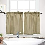 NANAN Tier Curtains,Waffle Woven Textured Short Curtains for Bathroom Waterproof Window Covering for