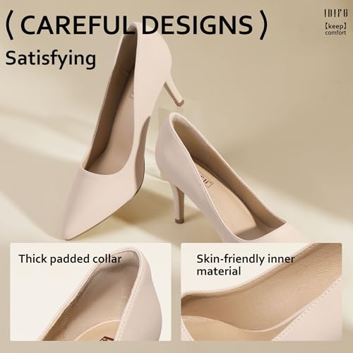 IDIFU Nude Heels High Closed Toe Women's Pumps Pointed Dress Shoes by IDIFU - Used condition - Image 5