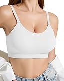 Padded Bralette Sports Bras for Women Pack No Underwire Adjustable Straps Low Back Bra Sleep Bras Lounge Bras for Women (US, Alpha, Medium, Regular, Regular, White)