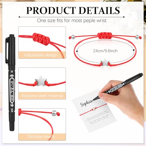 Misdary 16 Set Birthday Bracelets Gifts Personalized Wish Bracelet Adjustable Star Friendship Bracelet DIY Name Make a Wish Cards with Pen Jewelry Birthday Gift for Friends2