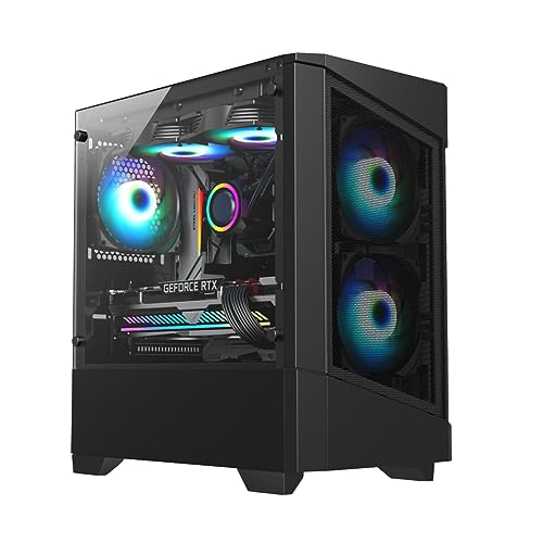 CiT Level 1 Airflow Micro-ATX PC Gaming Case M/ATX with Mesh Front Panel & Tempered Glass Side Panel with with 3 x RGB Rainbow Fans Included | Black - Image 8