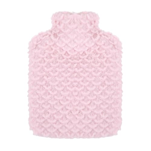 Petite bouillotte style sirène, 500 ml avec housse, chauffe-mains avec housse en fausse fourrure douce de qualité supérieure, bouteilles 2 en 1 pour froid et chaud, sac de compression pour femmes