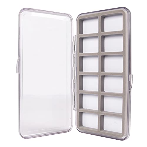 Maxcatch Super Slim Fly Boxes For Fly Fishing Flies Hooks Magnetic Pad Compartments Clear Lid Fishing Tackle Box (12 Comp)