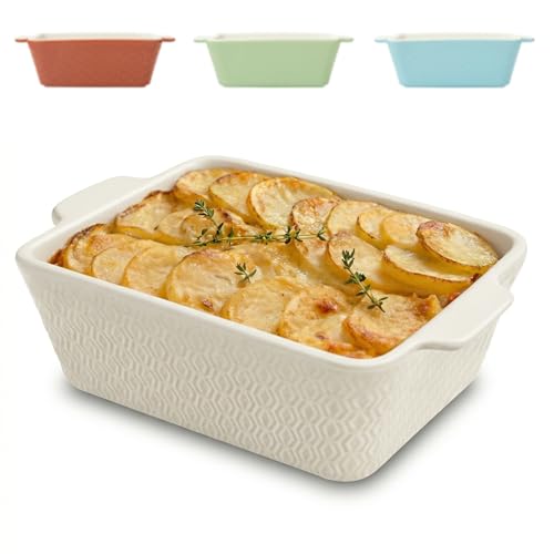 Praknu Auflaufform Klein aus Keramik für 2 Personen - Mini Auflaufform für Tiramisu & Auflauf - Lasagneform mit hohem Rand - Kleine Auflaufform für Airfryer - Lasagne Auflaufform aus Keramik - Weiß