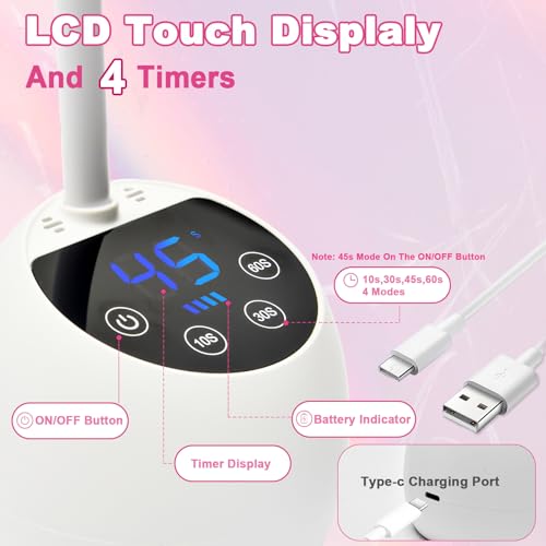Image of CGBE UV LED Nail Lamp, 36W Mini Cordless Flash Cure Nail Lamp for Gel Nails