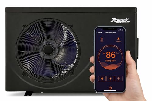 Raypak Crosswind 30i 28,000BTU Electric Swimming Pool Heat Pump Heater, 208/230V Hard Wired Inverter Technology, WiFi, Above Ground & In Ground Pool and spa Heater and Chiller, 7500 Gallon, Heat Cool