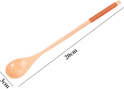 Miniatura 8 de Cucharas de madera 4PCS Cucharas de madera estilo chino Durable Cuchara de mango largo Cuchara de madera de arroz Sopa de postre Cuchara de postre