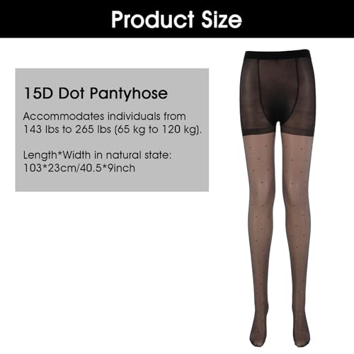 Image of LLOUSSAK Polka Dot Tights, Stretchable Patterned Tights with Designs, Black Stockings for Women Sheer, High Waist Printed Tight Polka Dot Tight Fits All, Stockings Pantyhose (One Size)